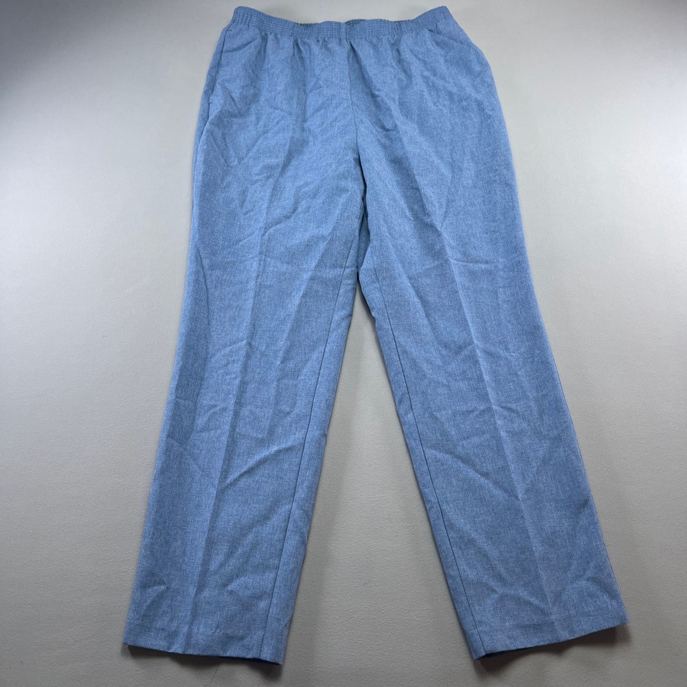 Allison Daley Pull On Pants Womens 14 Blue Flat Front High Rise Straight Leg